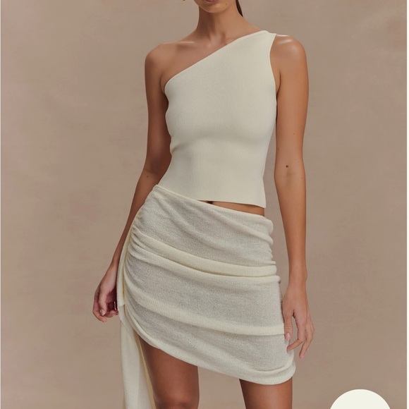 Meshki Dresses & Skirts - Cali Drape Skirt Knit Mini Dress - Ivory